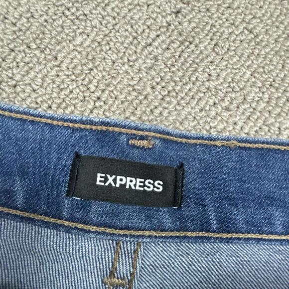 Express Jeans Mom Super High Rise 5 Button Fly Blue Pockets Women’s Size 8 - Picture 8 of 12